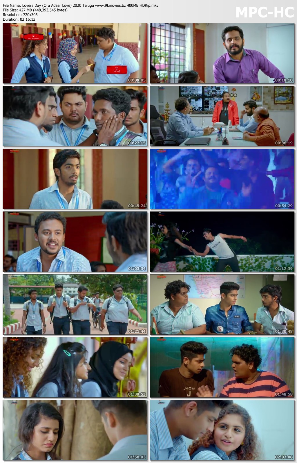 Lovers Day (Oru Adaar Love) 2020 Telugu 480p HDRip 400MB MKV
