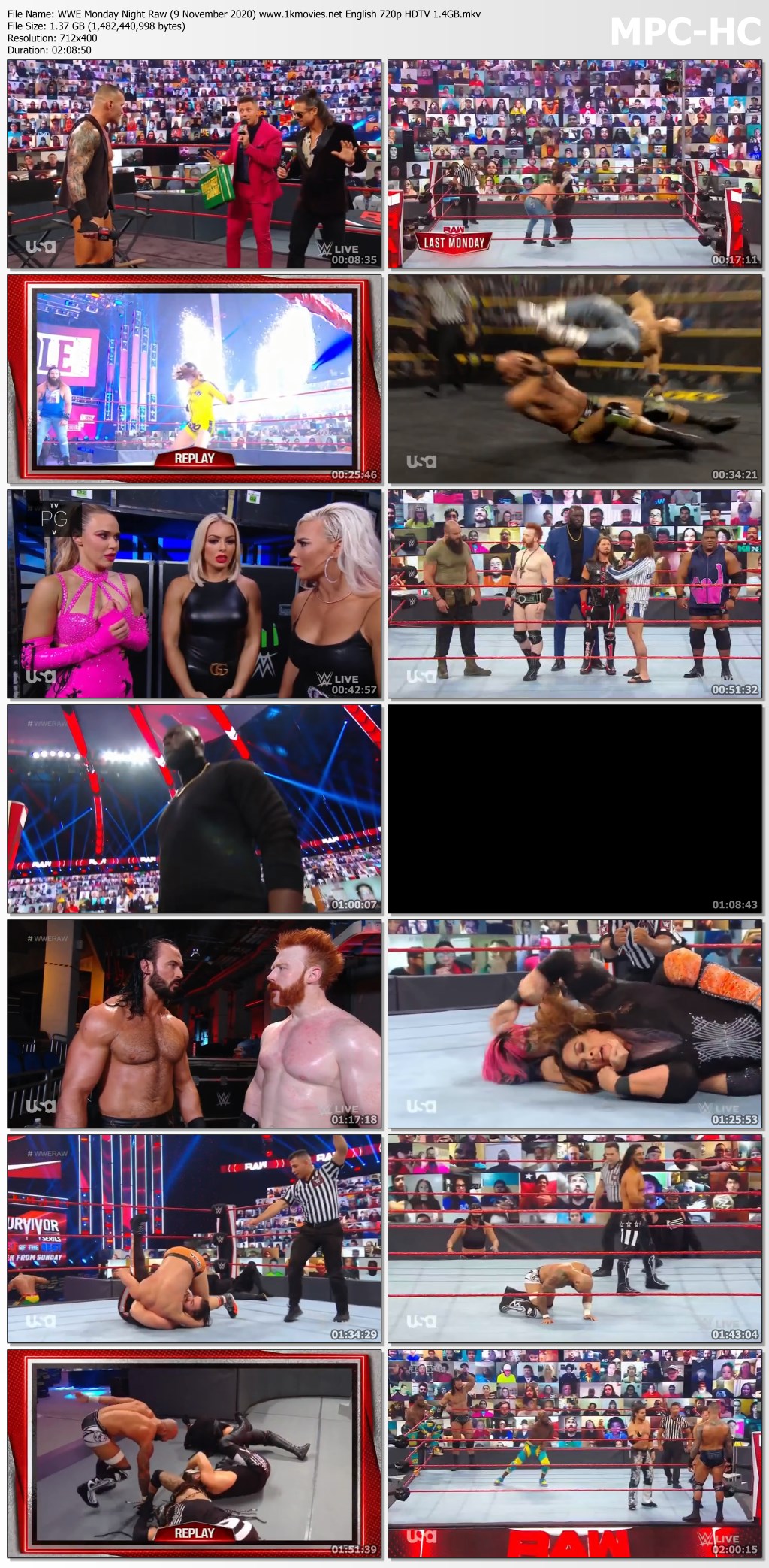 WWE Monday Night Raw (9 November 2020) English 480p, 720p HDTV-Rip Download