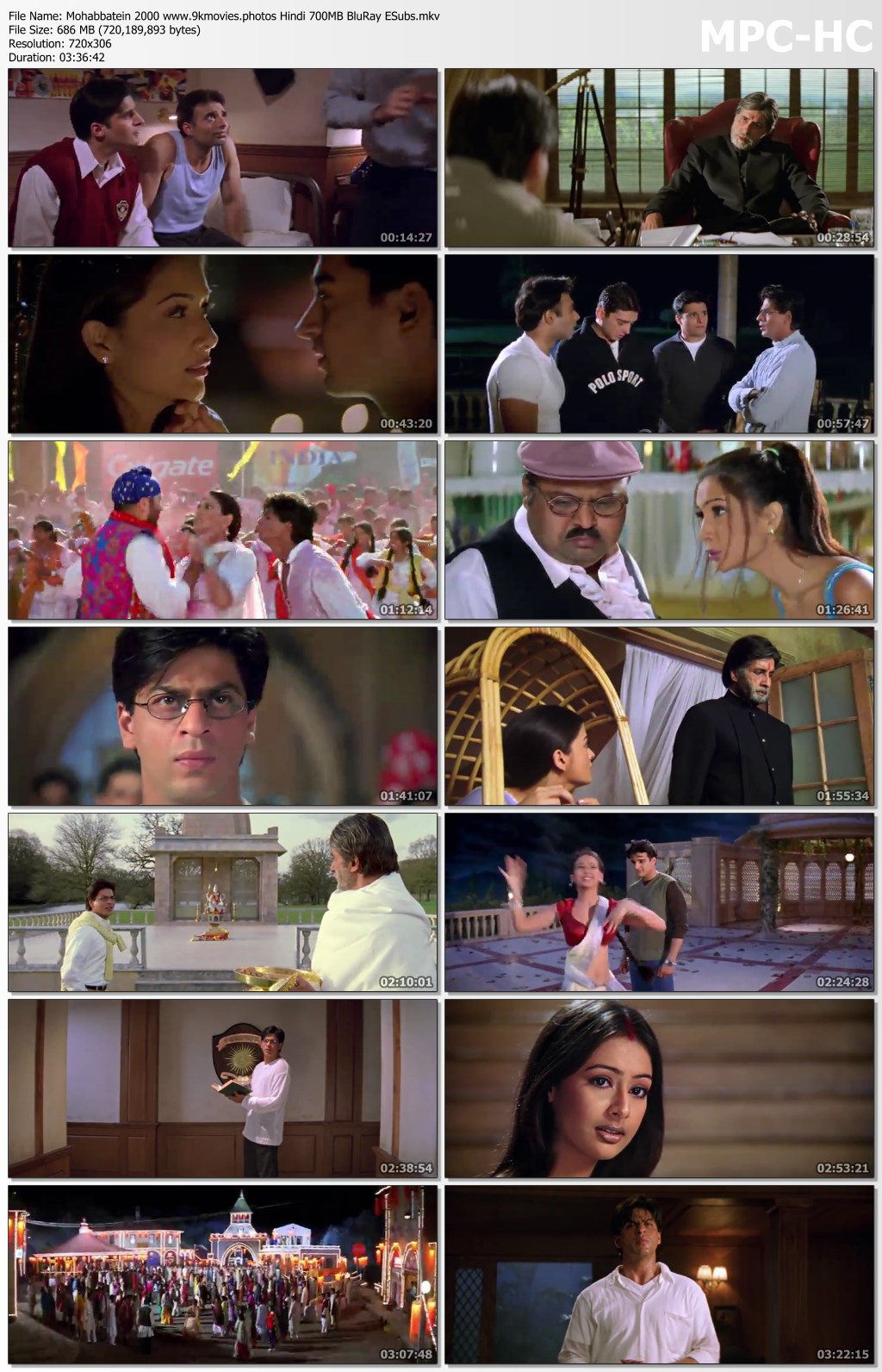 Mohabbatein 2000 Hindi 695MB BluRay Download - 1kMovies