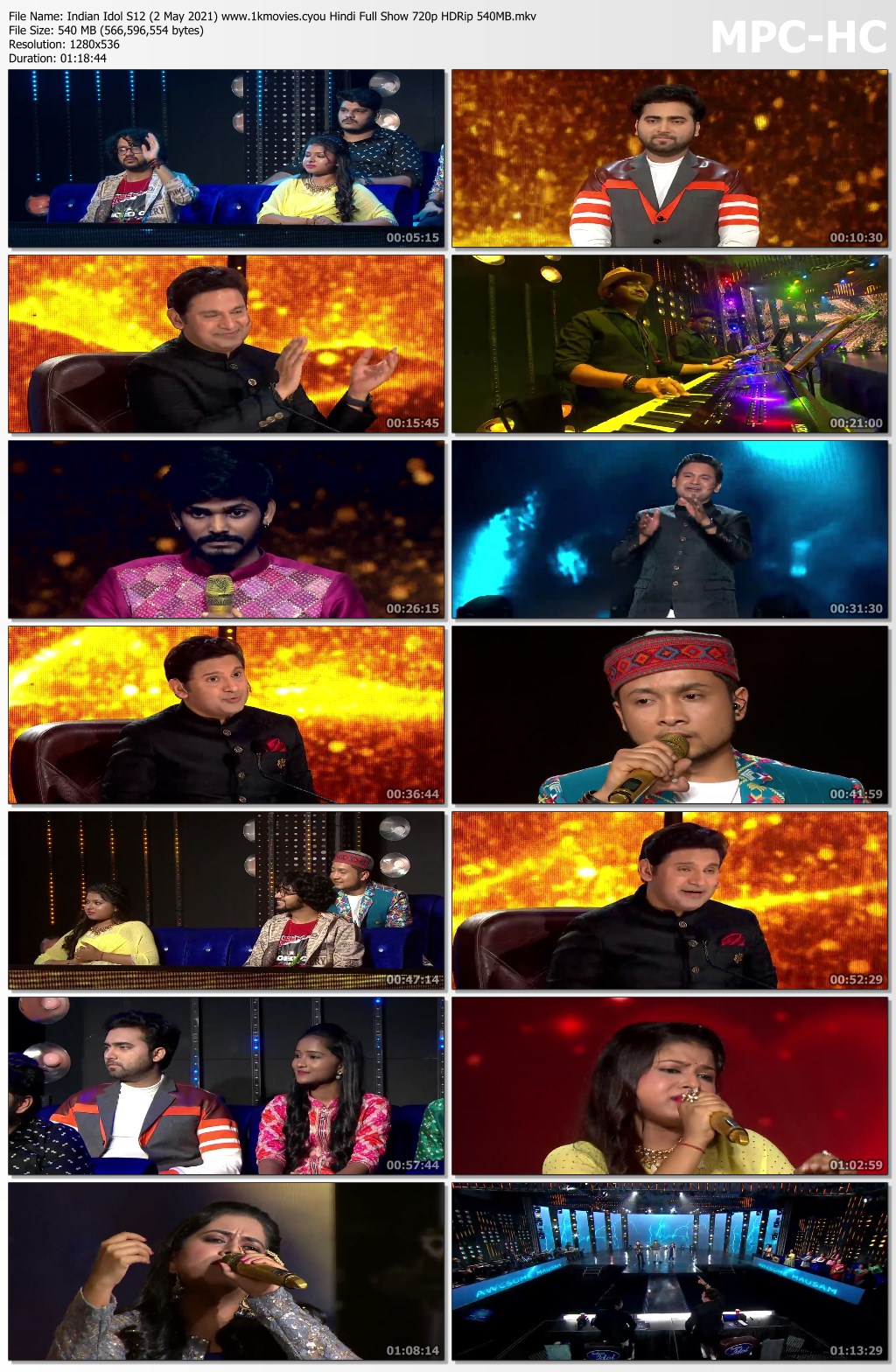 Indian Idol S12 2 May 2021 www.1kmovies.cyou Hindi Full Show 720p HDRip 540MB.mkv thumbs