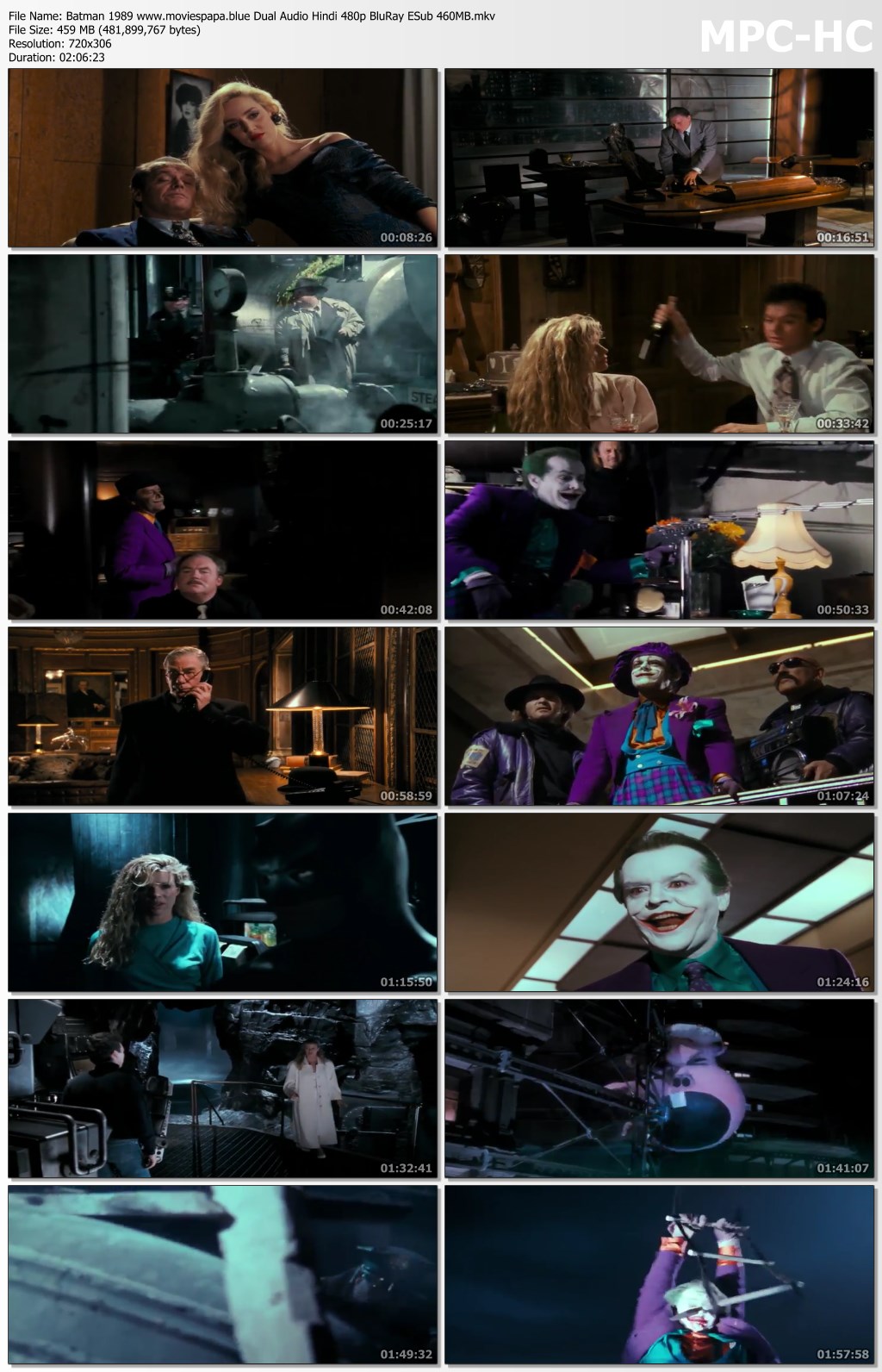 Batman 1989 Dual Audio Hindi 480p BluRay ESub 460MB Download