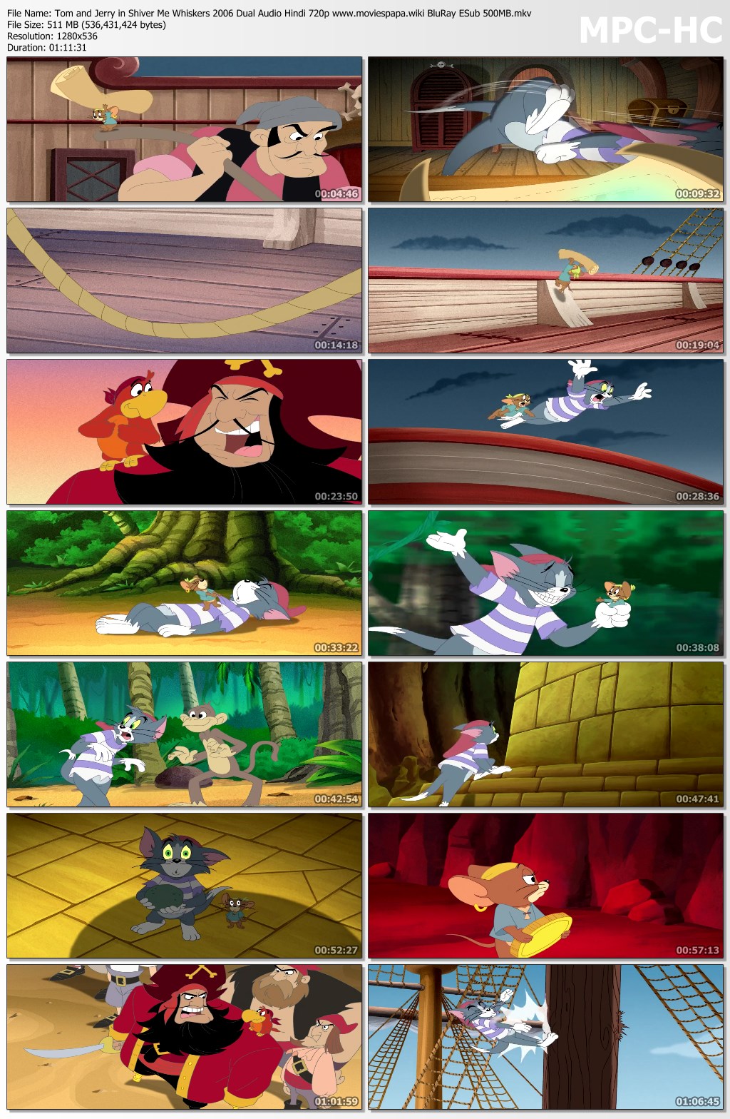 Tom and Jerry in Shiver Me Whiskers 2006 Dual Audio Hindi 720p BluRay ESub  500MB Download