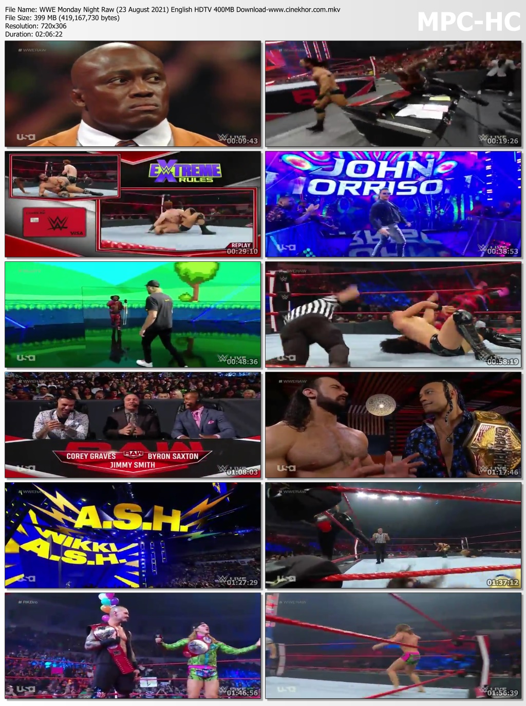 WWE Monday Night Raw (23 August 2021) English HDTV 400MB ...