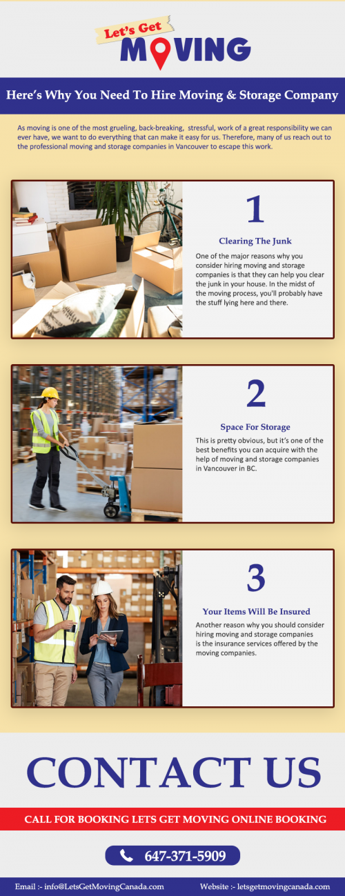 Hiring the movers helps us ease our mind and allow us to focus on the other aspects of the moving.  Not only that, there are plenty of benefits of hiring these moving and storage companies, let’s have a look at some of them.