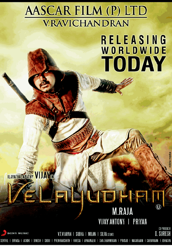 Velayudham (2011) Hindi Dubbed ORG HDRip 400MB Download