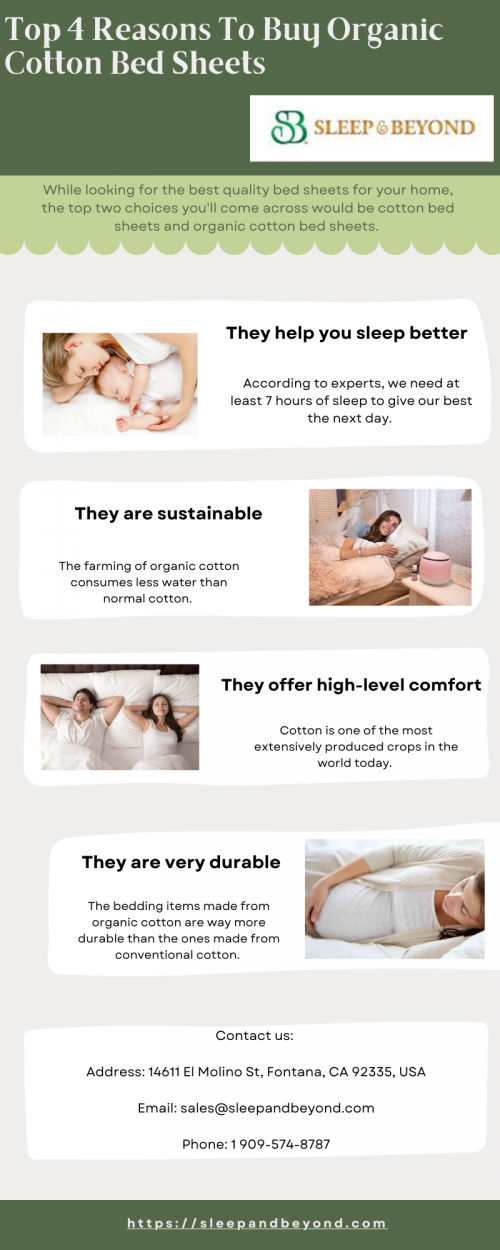 Order organic cotton sheets set online at affordable price from Sleep & Beyond.

Website: https://sleepandbeyond.com/product/organic-sheet-set/