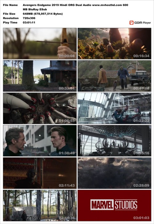 Avengers Endgame 2019 Hindi ORG Dual Audio www.mvhosthd.com 600MB BluRay ESub Snapshot