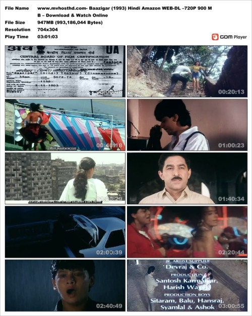 www.mvhosthd.com Baazigar (1993) Hindi Amazon WEB DL –720P 900 MB – Download & Watch Online Snapshot