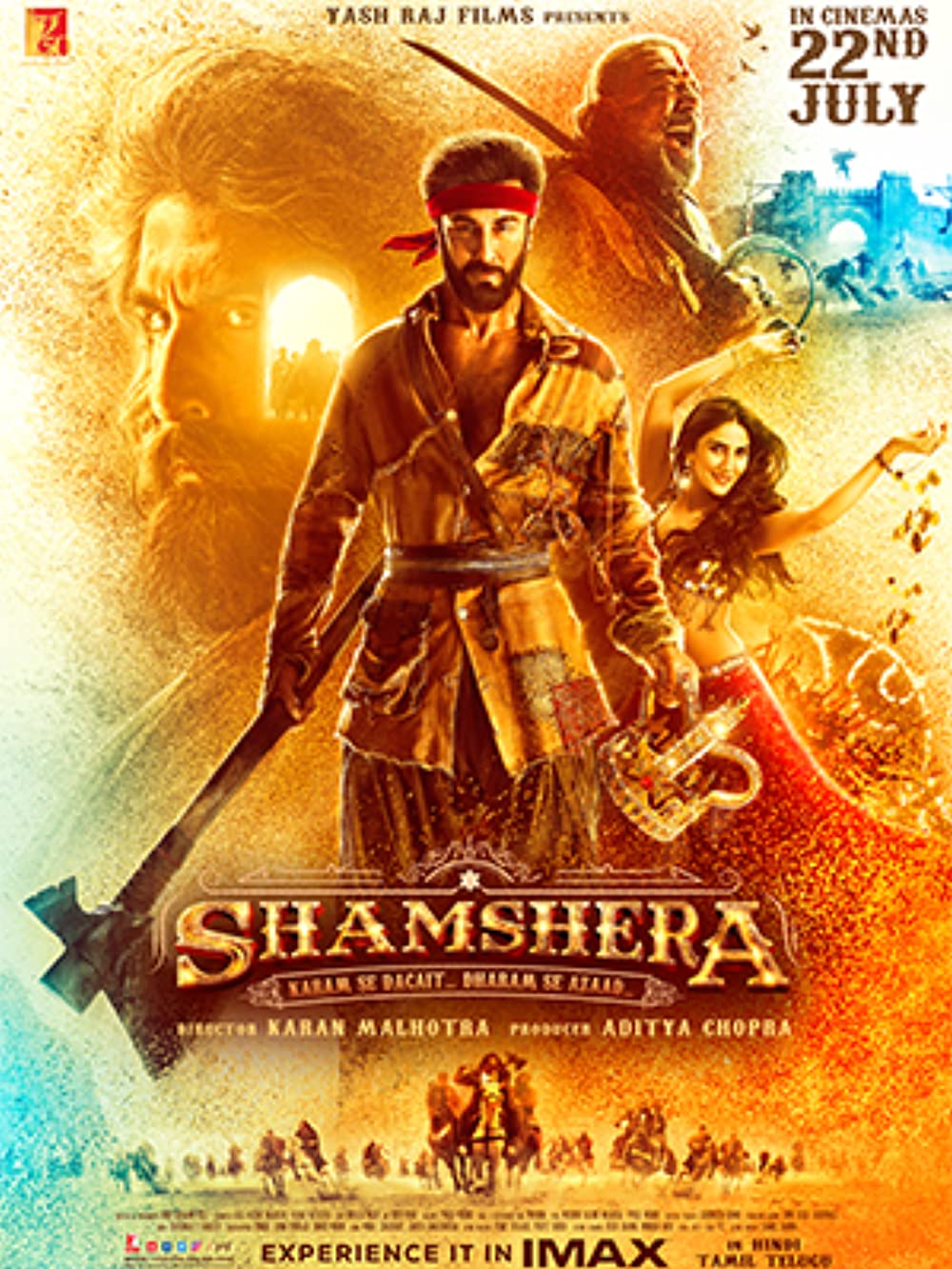 Shamshera 2022 Hindi Movie 720p DVDScr 900MB Free Download