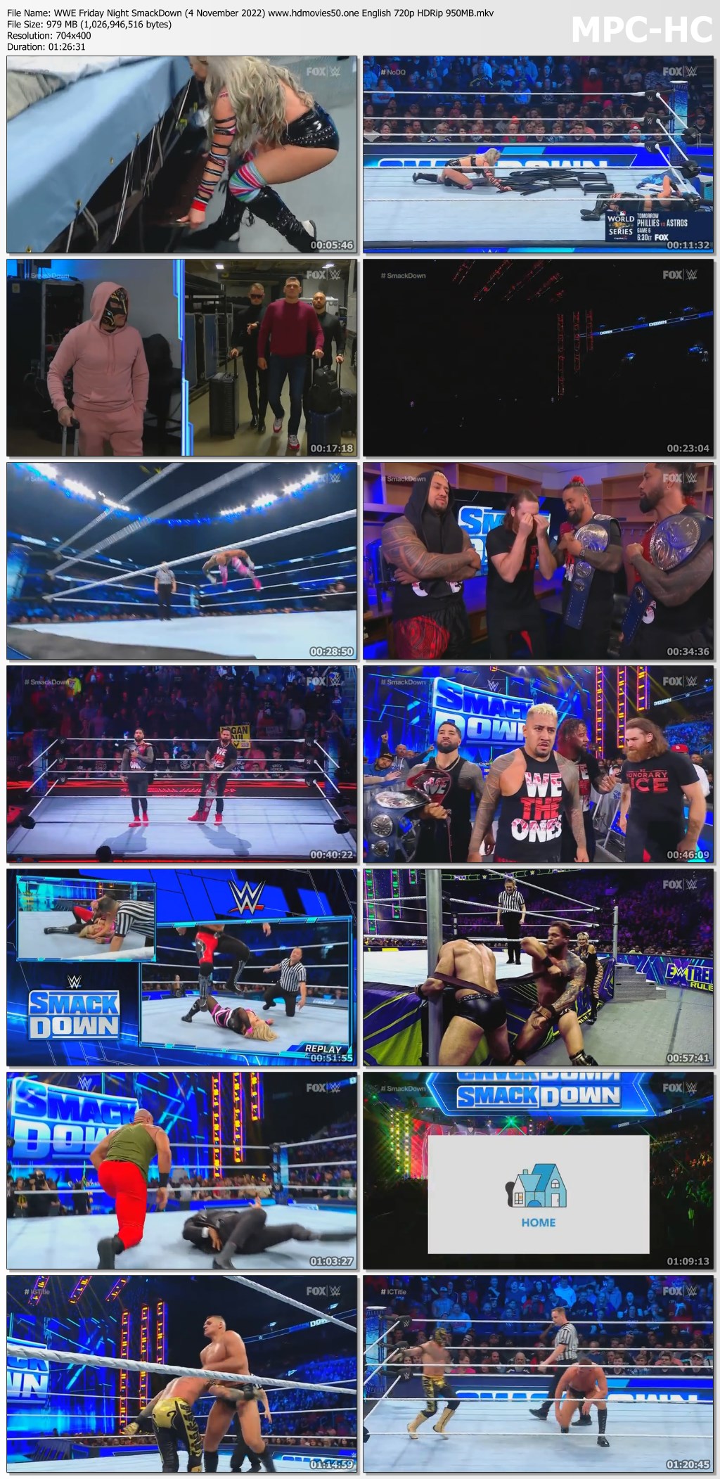 WWE Friday Night SmackDown (4 November 2022) English 720p HDRip 975MB 300MB Vegamovies