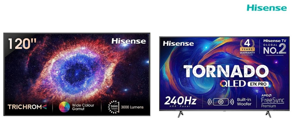 Hisense 120-inch 4K Laser TV Tornado 50″ & 55″ 4K QLED and A6K 43″ 4K LED TV launched in India