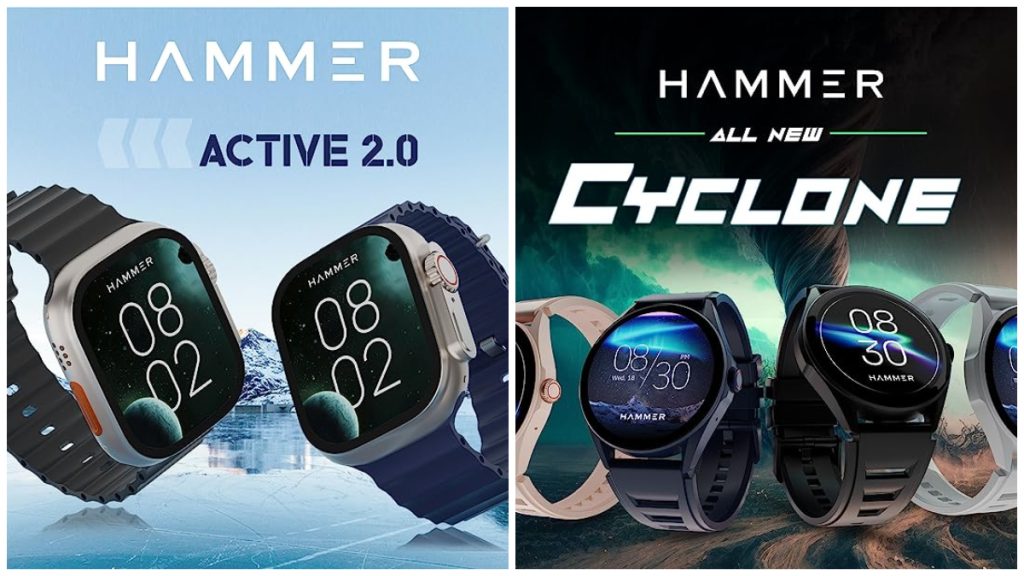 Hammer Active 2.0 & Cyclone Bluetooth Calling Smartwatches launched