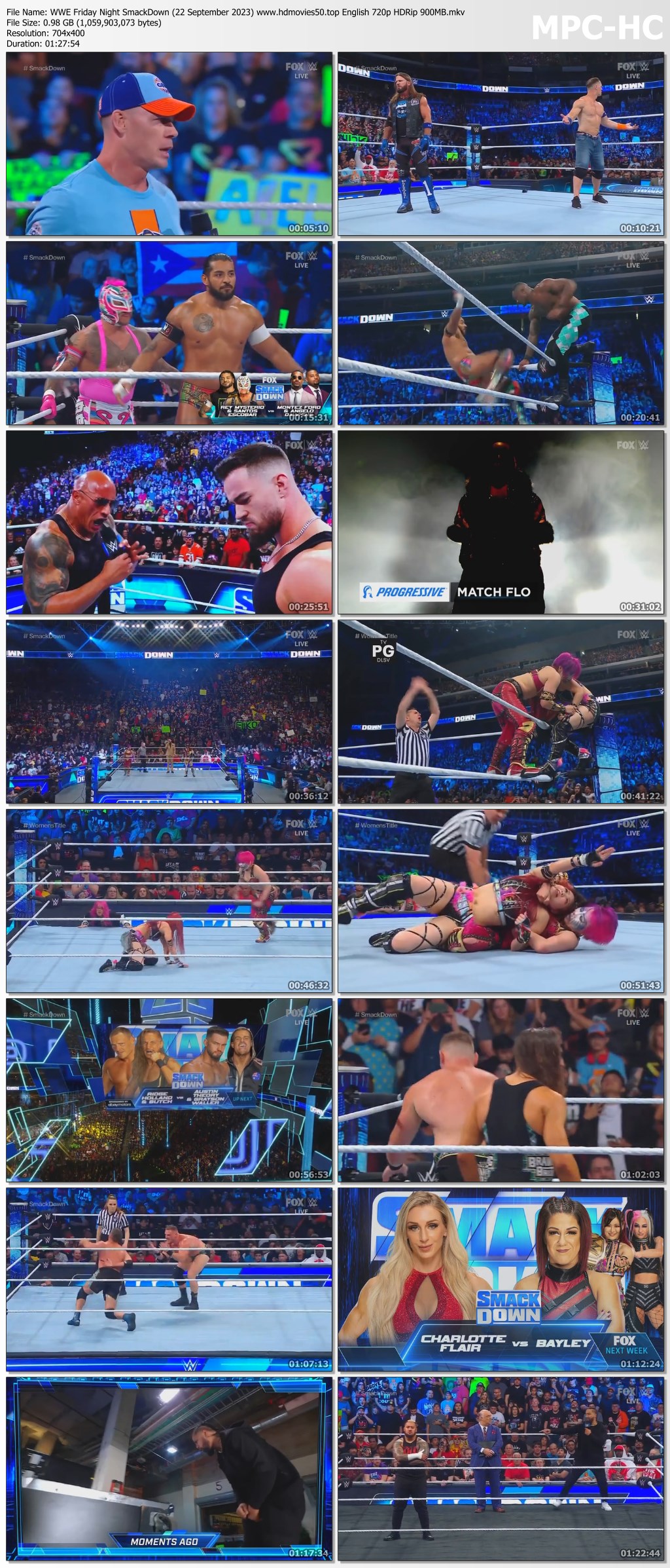 WWE Friday Night SmackDown (22 September 2023) English 720p HDRip 900MB | 350MB Download