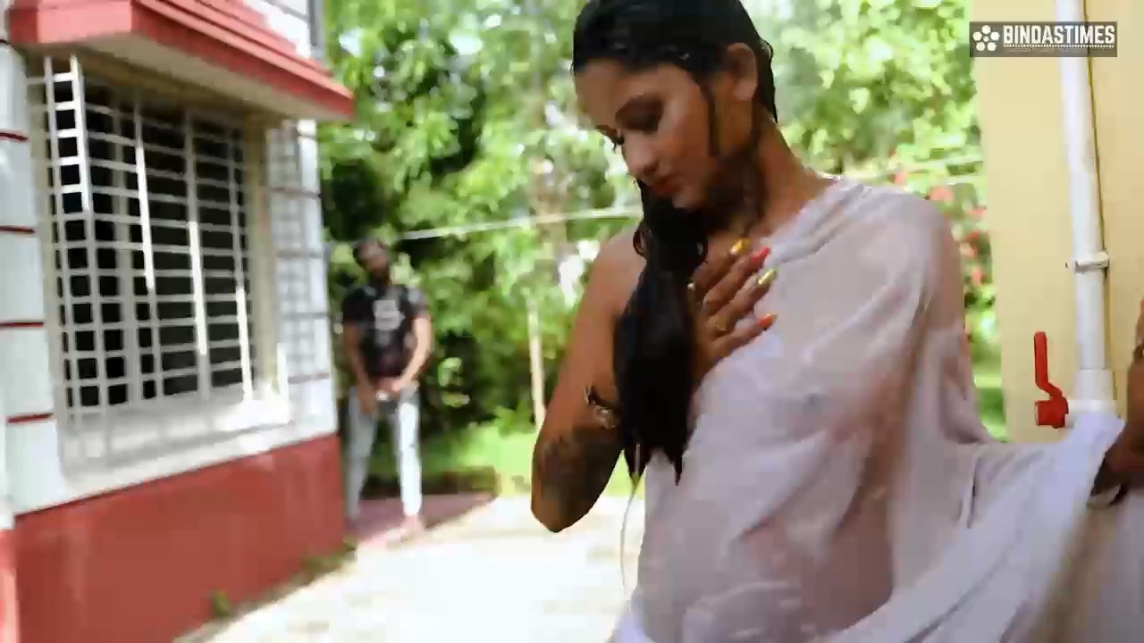 Cute Newly Married Girl Sudipa Takes Shower Outdoor and Husband's Friend Takes the Advantage.ts snap