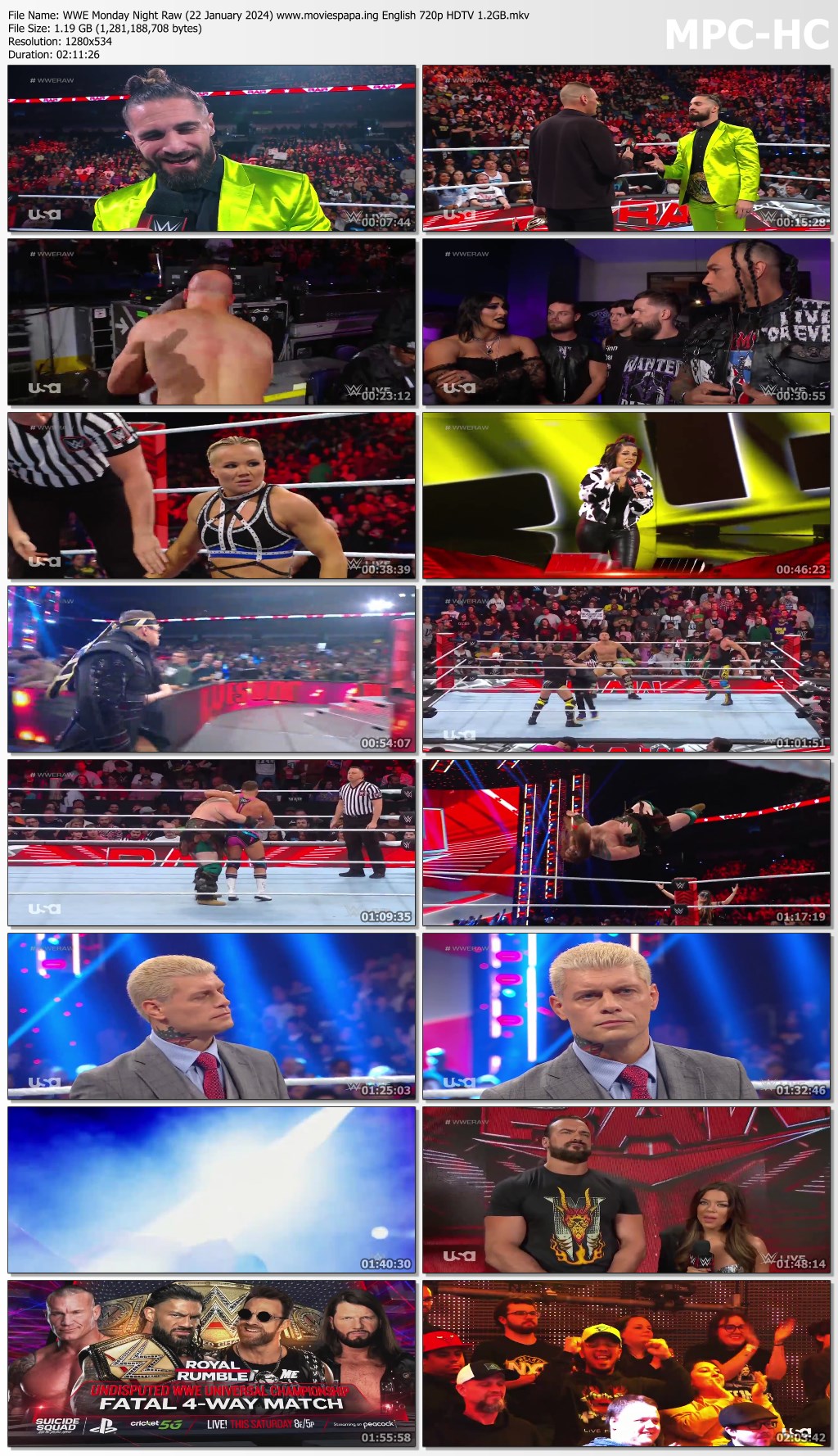 WWE Monday Night Raw 22 January 2024 www.moviespapa.ing English 720p HDTV 1.2GB.mkv thumbs
