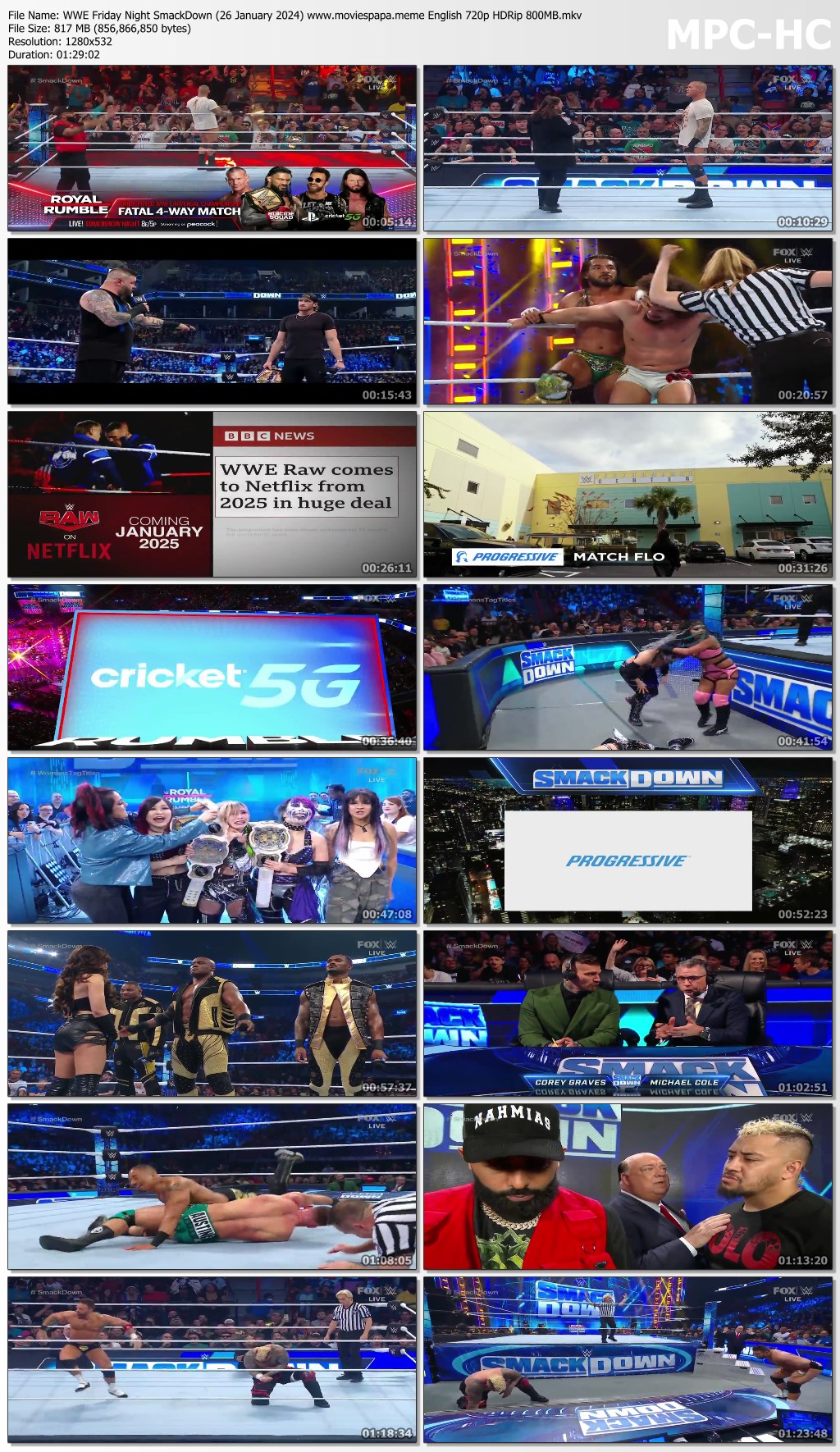 WWE Friday Night SmackDown 26 January 2024 www.moviespapa.meme English 720p HDRip 800MB.mkv thumbs
